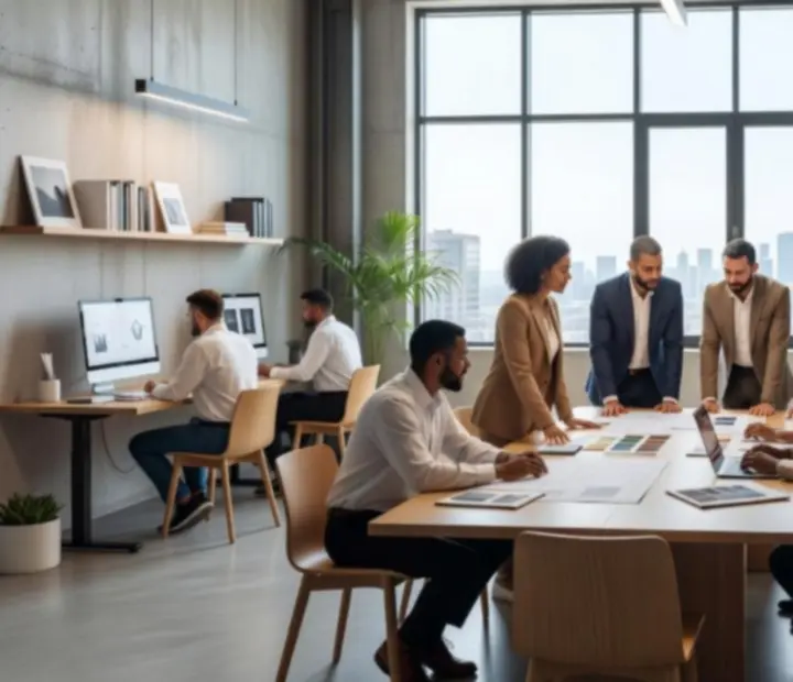 Tým Moraviox při plánování eventu v moderním loftovém workspace